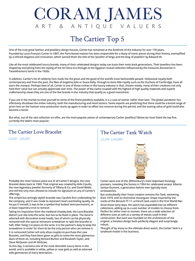 Coram James - The Cartier Top 5